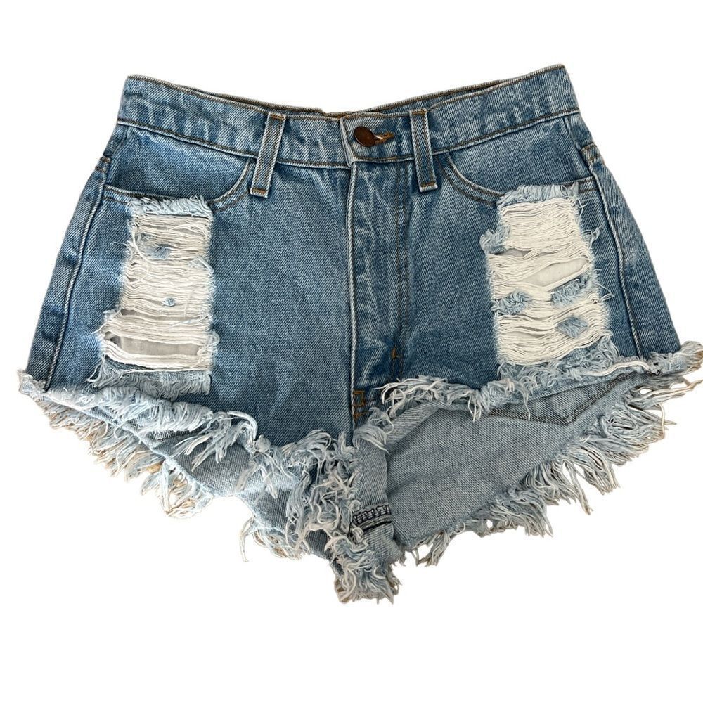 Sexy Women’s Small cut off distressed high rise denim jean shorts Made in the US
